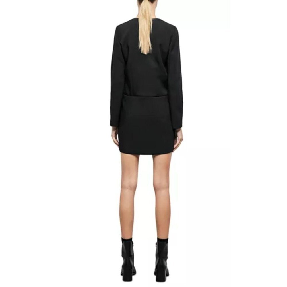 THE KOOPLES Short Black Crossover Long Sleeve Dress S Preppy Cocktail Career - Picture 4 of 10